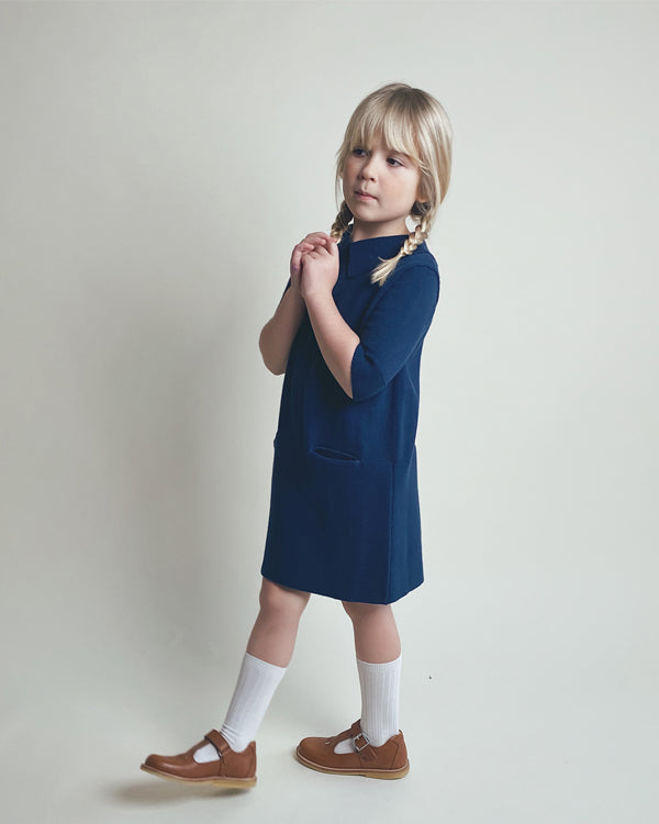 Robe de soeur en bleu, 100% coton durable, design islandais 