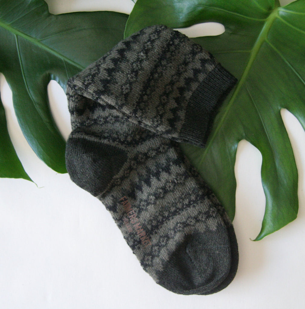 Reykjahlid - green, unisex. Warm and soft woolen socks, icelandic design.