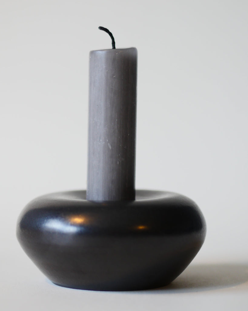 Black porcelain candleholder in size small 