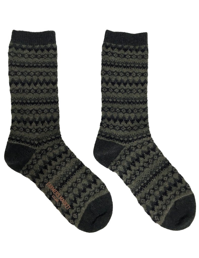 Reykjahlid - green, unisex. Warm and soft woolen socks, icelandic design.